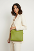 CIRCLE FLAT. LIME LEATHER ART MESSENGER BAG