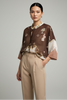 BROWN ART SWAN BLOUSE