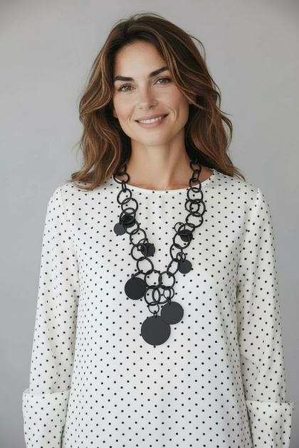 BLACK ART CYRCLES LONG NECKLACE