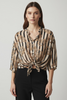 BEIGE ART SHIRT WITH STRIPES AND FLOWERS