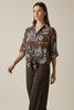 BROWN ART SHIRT WITH LEAVES