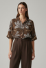 BROWN ART SHIRT WITH LEAVES