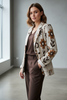 BEIGE BLAZER WITH 3D ART FLOWERS