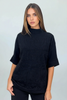 BLACK CHIC PULLOVER 3/4 WITH CRYSTAL DETAILS