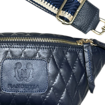 MINI. NAVY BLUE QUILTED LEATHER BELT BAG