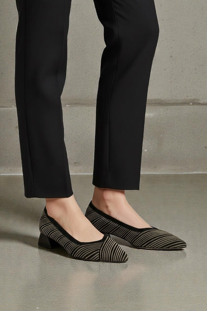 BLACK CHIC ELASTIC HEELED SHOES