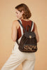 TRAVELLING. DARK CHOCO LEATHER BACKPACK WITH ART DETAILS