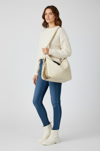 VENUSA L. BEIGE LEATHER 2 IN 1 BAG
