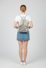 MYRIAM S. GREY LEATHER BACKPACK WITH ART PRINT