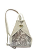 MYRIAM S. GREY LEATHER BACKPACK WITH ART PRINT