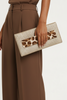 GOLD LEATHER CLUTCH WITH LEO-PRINT BRACELET