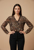 ANIMAL-PRINT BROWN WOOL BLEND ART SHIRT