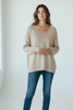 BEIGE PULLOVER WITH V CUT IN LACE