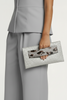 GREY LEATHER CLUTCH WITH LEO-PRINT BRACELET