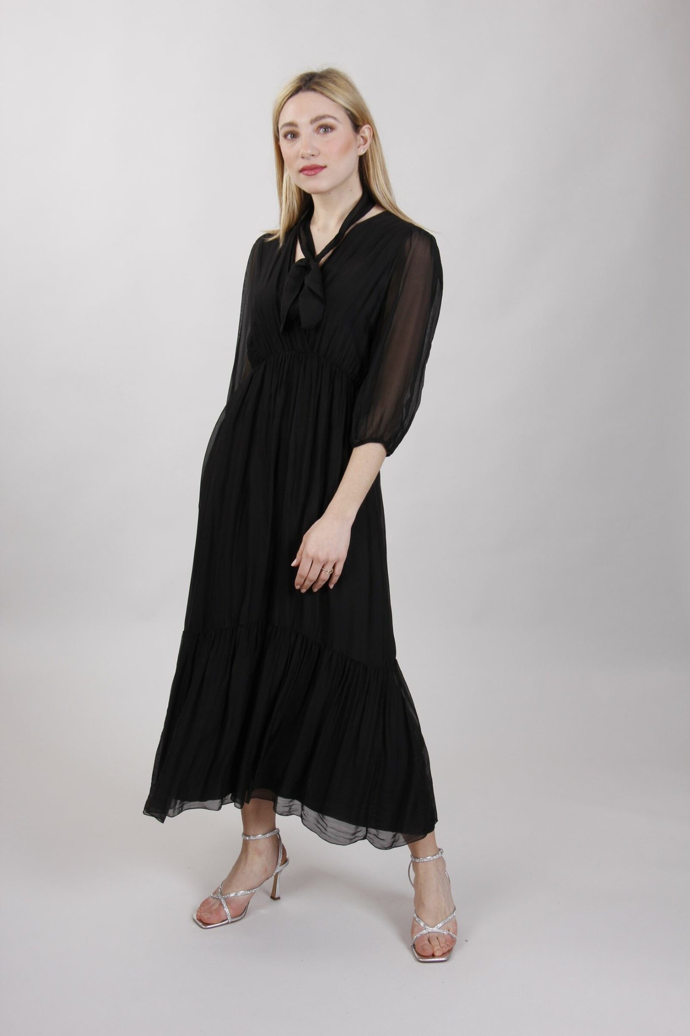 Black chic dress with silk