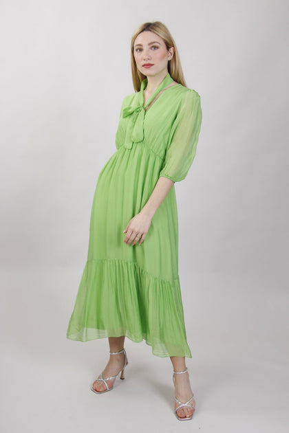 Lime chic dress with silk