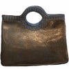 Divide Circle. Brown luxury leather tote bag