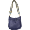 Anna. Navy blue leather messenger bag