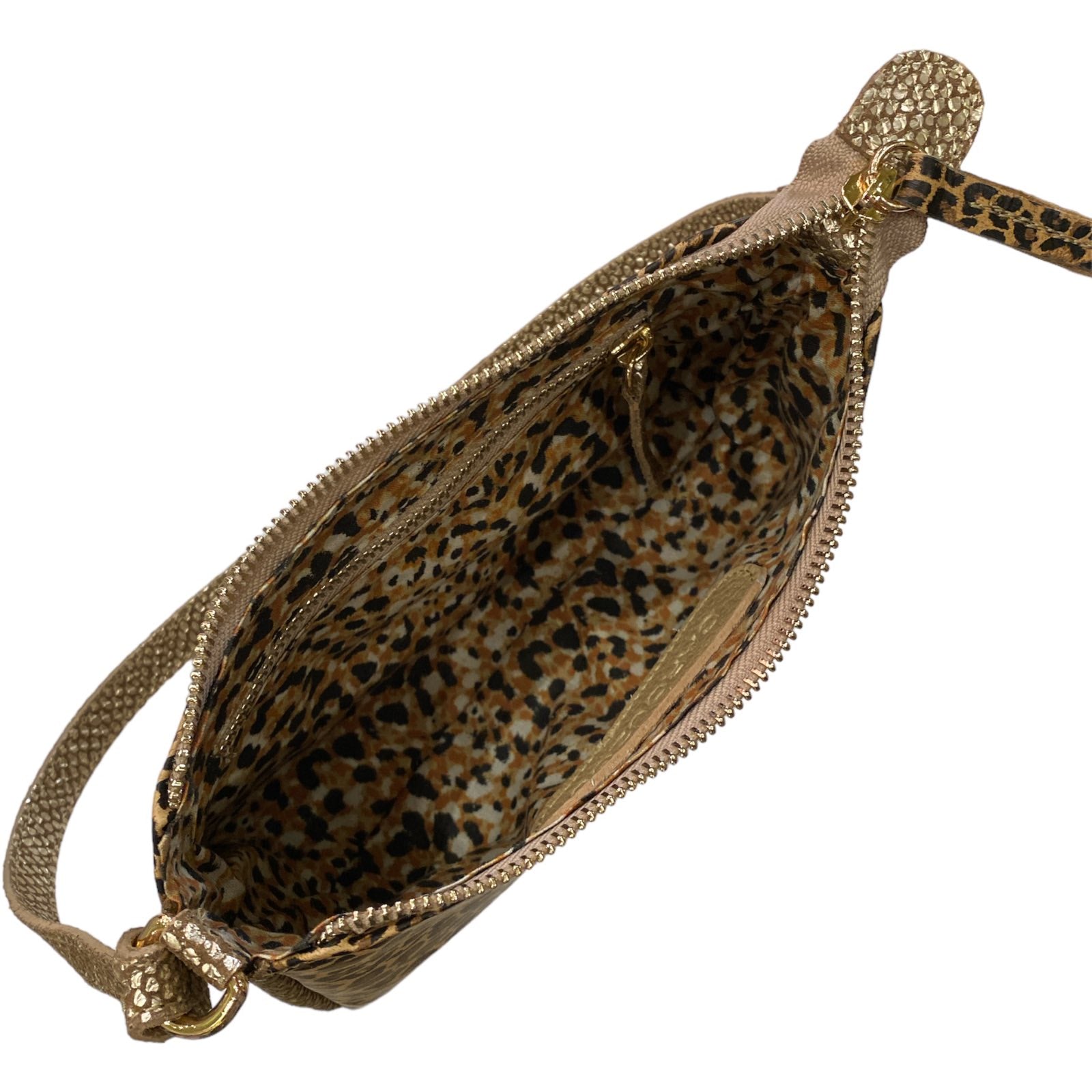 Natalie Small. Leo-print and gold leather evening bag