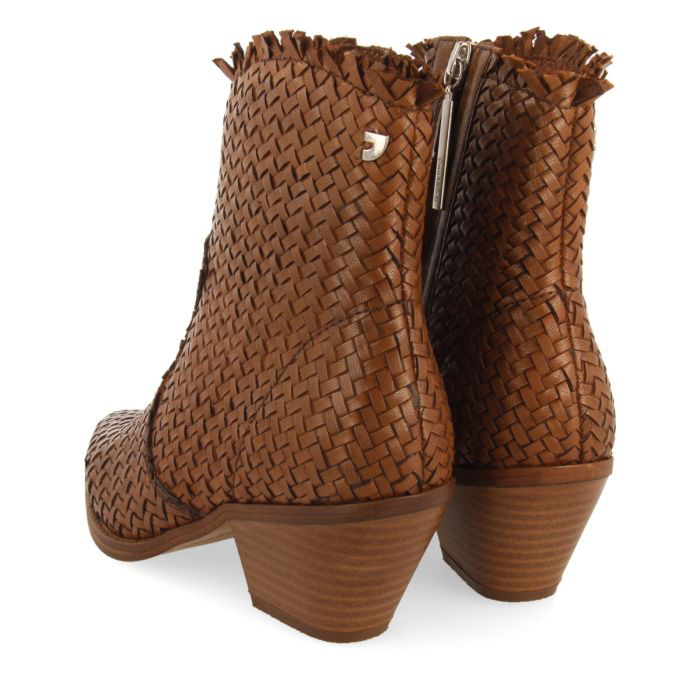 Tan woven leather chic cowboy boots