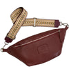 XL red wine leather belt bag with two straps