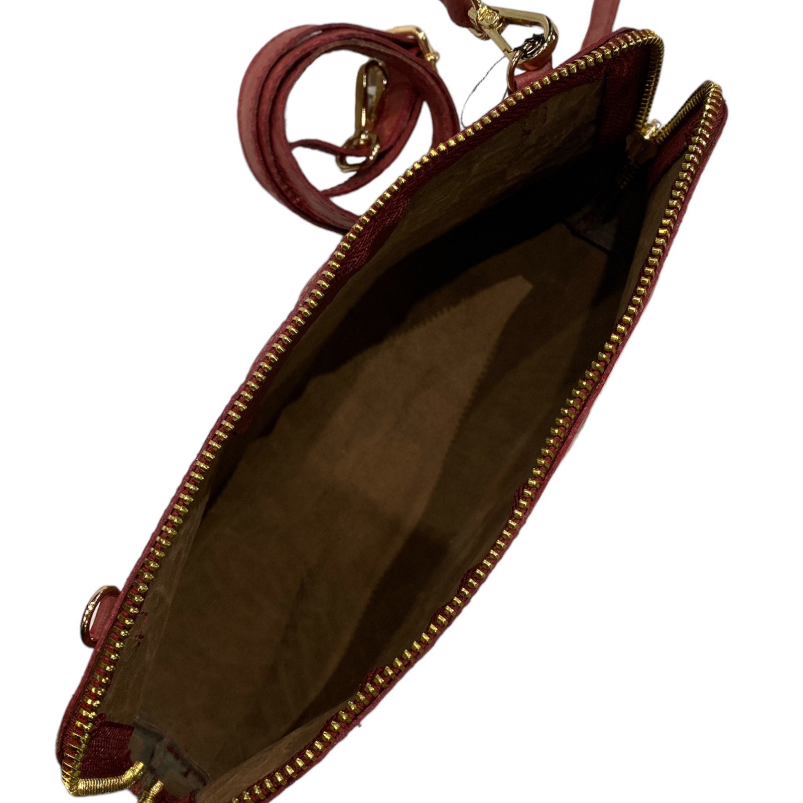 Box XL. Red wine alligator-print leather messenger bag