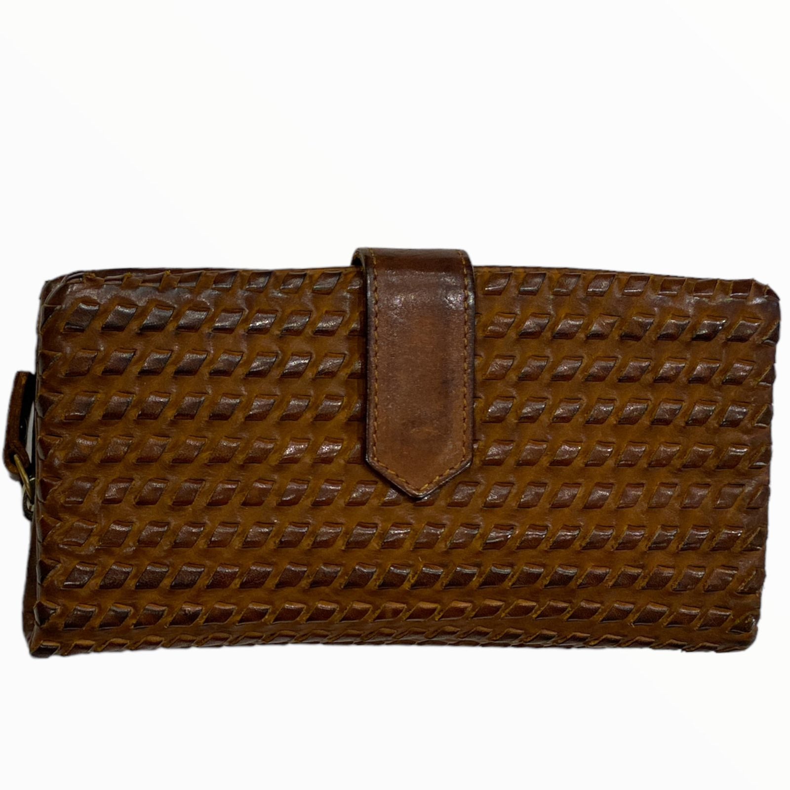 Leather handwoven big wallet