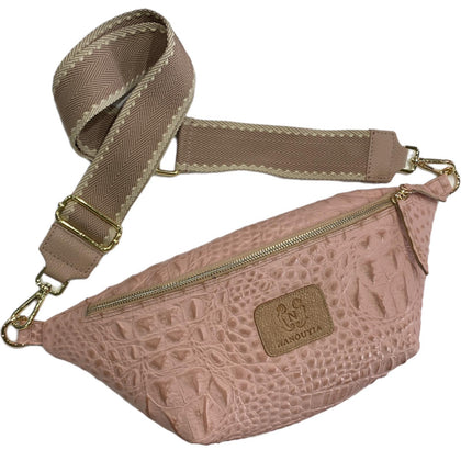XL pink leather belt bag