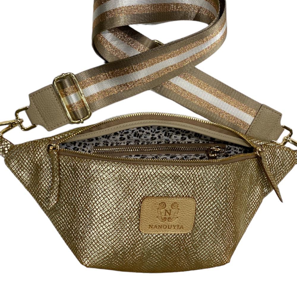 Gold leather belt bag
