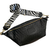 XXL black quilted leather belt bag with chic strap