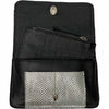 Black and silver vintage calf-hair leather multi wallet bag