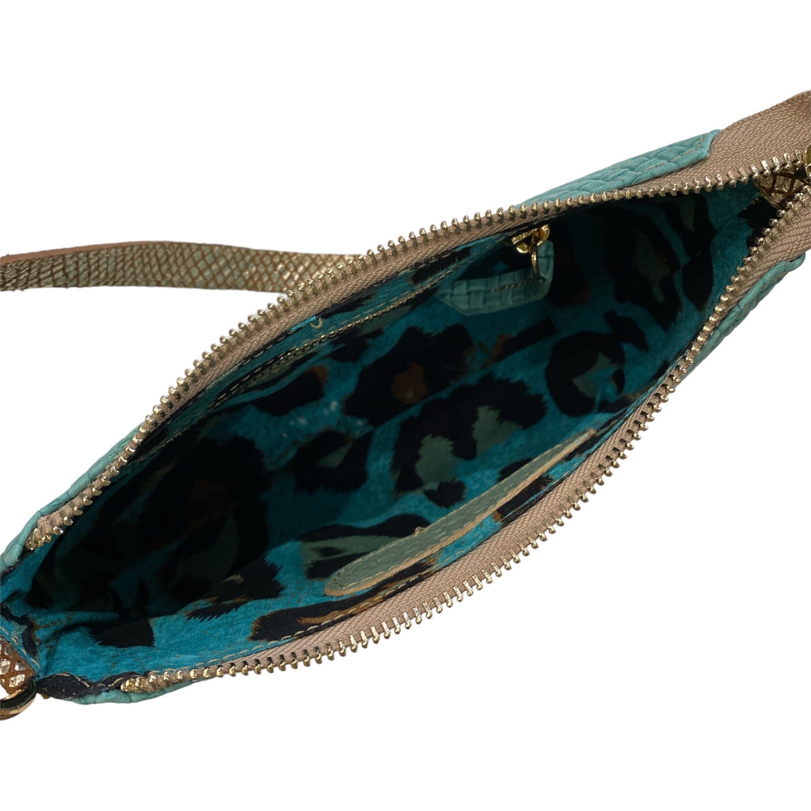 Natalie Small. Turquoise and gold leather evening bag