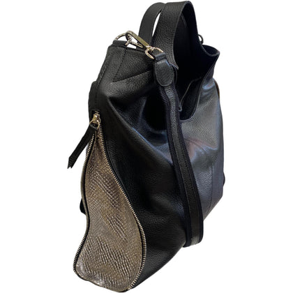 Eros L. Black woven-print leather handbag