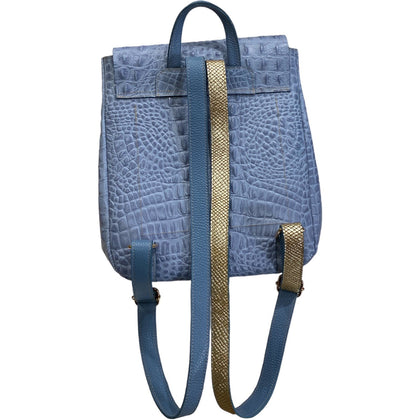 Keira. Raf blue alligator-print leather backpack