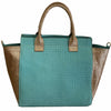 Gina large. Turquoise woven-print leather tote bag