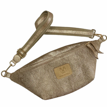 XL gold leather belt bag