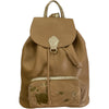 Travelling. Beige leather backpack with vintage calf-hair details