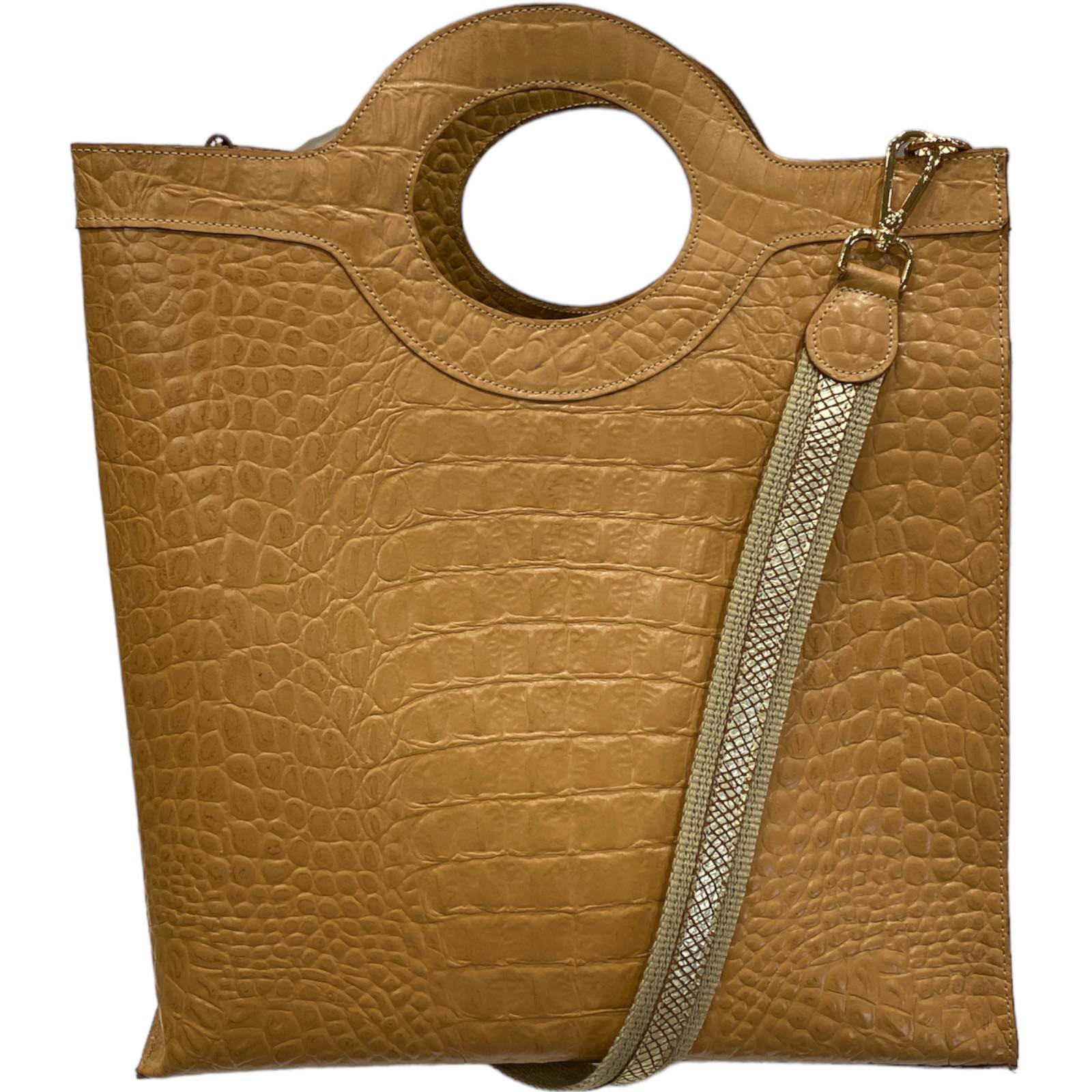 Circle. Camel and gold leather L bag