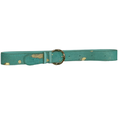 Carouzou turquoise and gold calf-hair leather belt