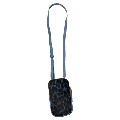 Raf blue leo-print calf-hair mobile leather case
