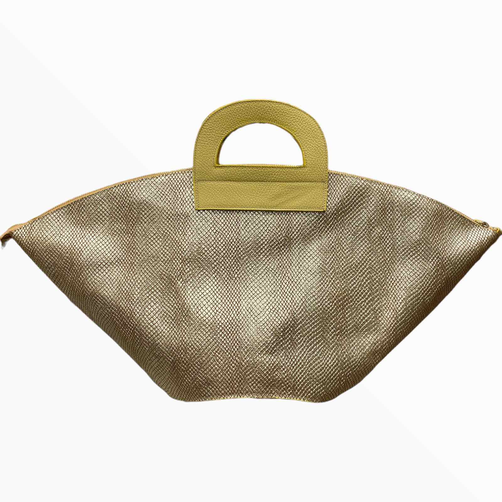 Zebyli. Yellow and gold leather tote bag
