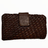 Brown woven leather wallet