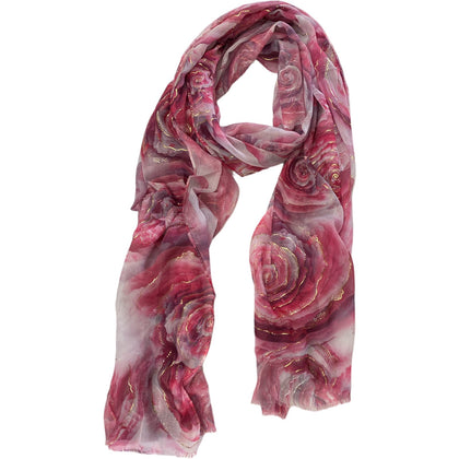 Pink roses scarf with gold details