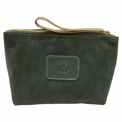 Green suede leather beauty case