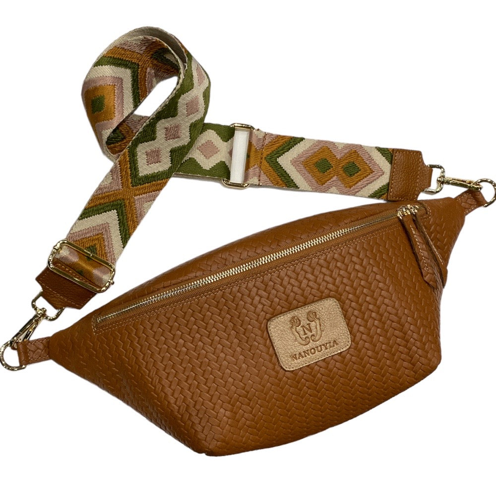 XL taba woven-print leather belt bag