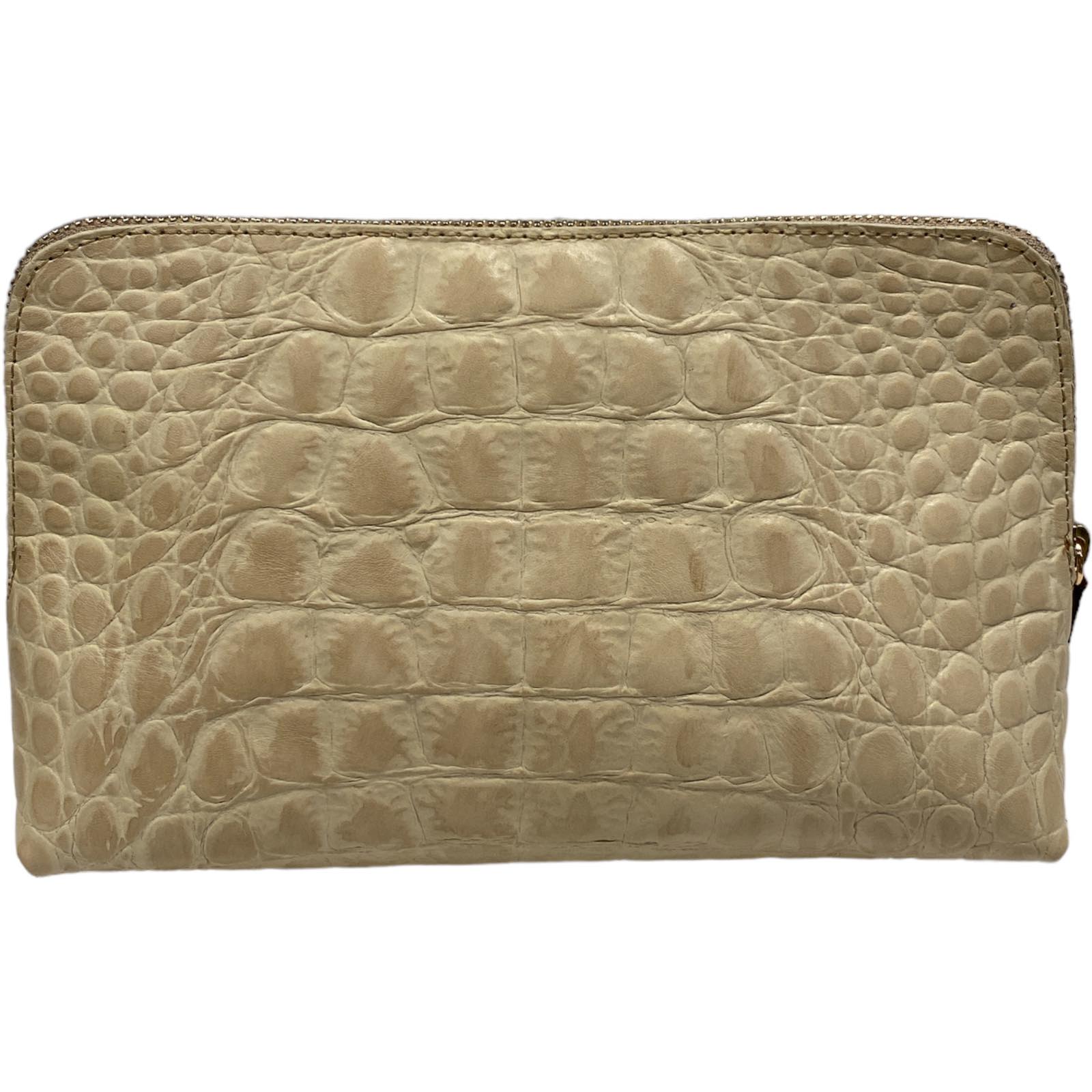 Box XL. Beige alligator-print leather messenger bag