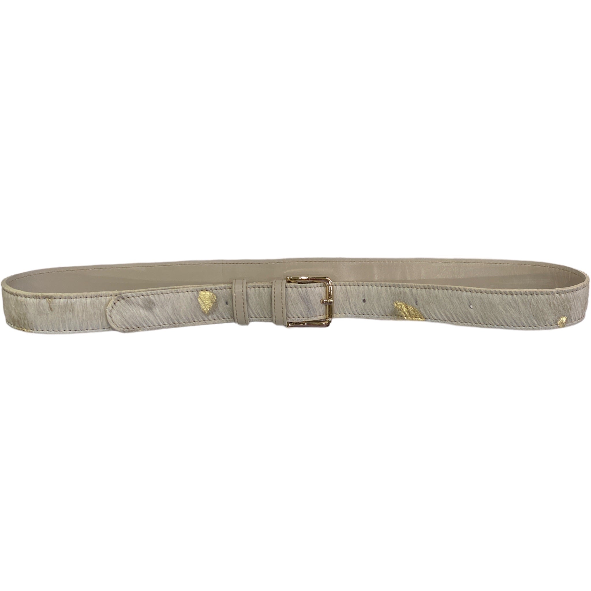 Carouzou off-white and gold calf-hair leather belt