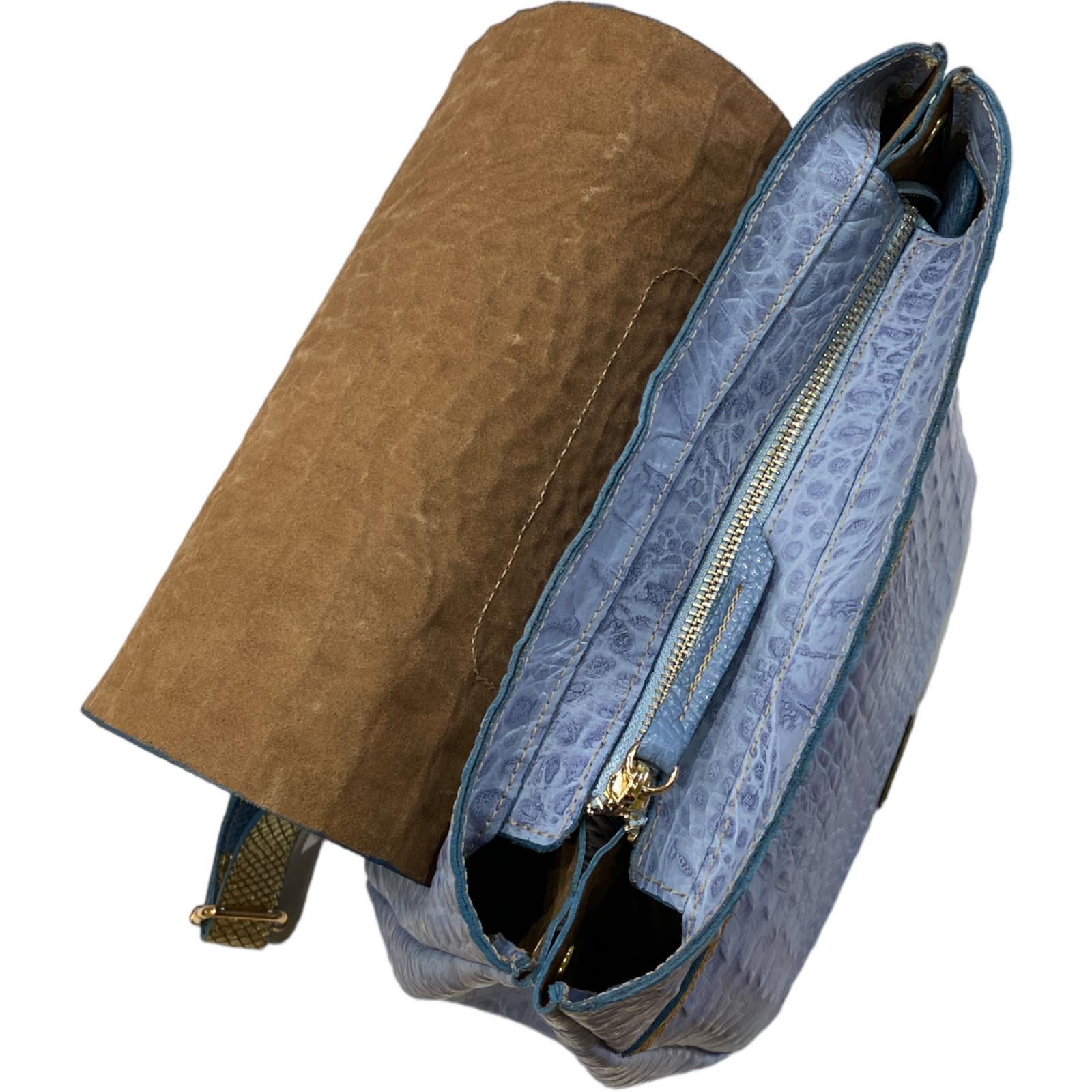 Keira. Raf blue alligator-print leather backpack
