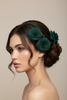 Green flowers hair clips