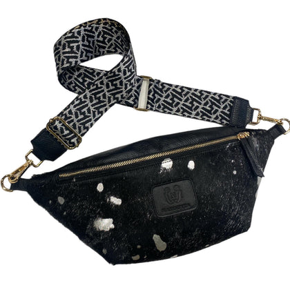 XL black vintage calf-hair leather belt bag